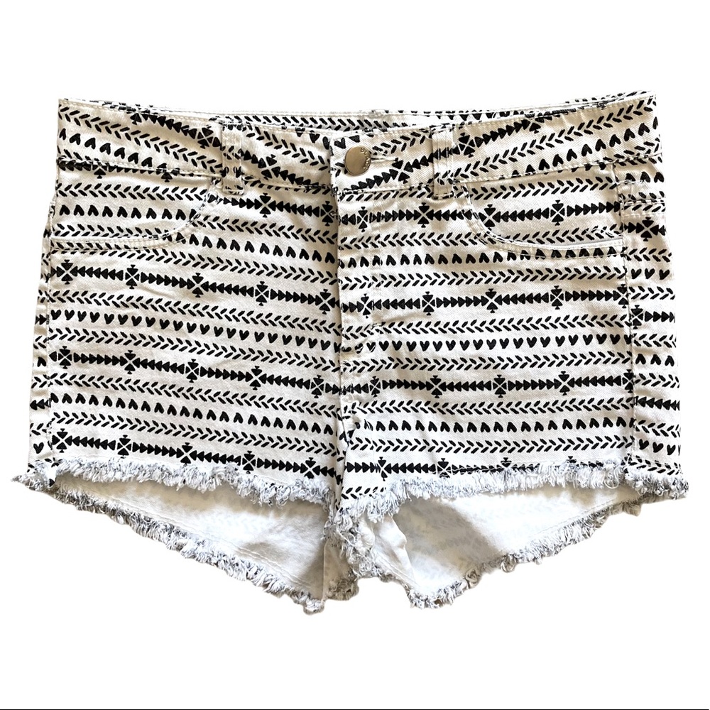 Divided White Boho Print Denim Shorts Size 10